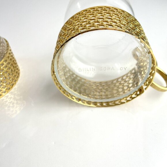 Iittala Tsaikka glasses With Gold Clips Finland - Hot Drink Glasses Clear Cup - Picture 4 of 16